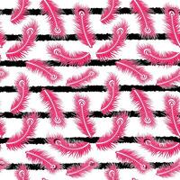 Bright Pink Feather Pattern Design on Striped Background vector