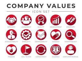 Company Core Values Round Web Icon Set. vector