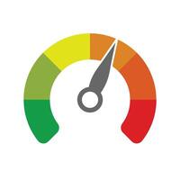 Gauge Scale Measure Speedometer Icon from Green to Red Isolated vector