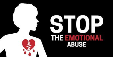 Stop Emotional Abuse Background Illustration with a Woman and Bleedig Hearth vector