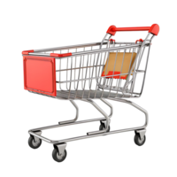 3d render trolley shopping cart on isolated transparent background png