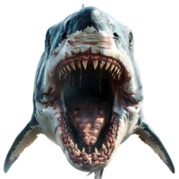 Megalodon front view on isolated transparent background png