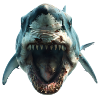 Megalodon front view on isolated transparent background png