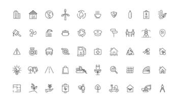 Industry and Environment icons. Thin line icons collection. illustration. vector