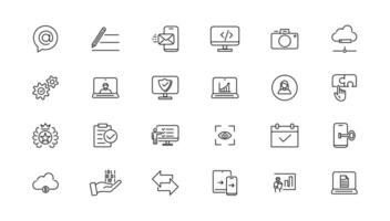 Information technology line icons collection. Big UI icon set in a flat design. Thin outline icons pack. illustration vector