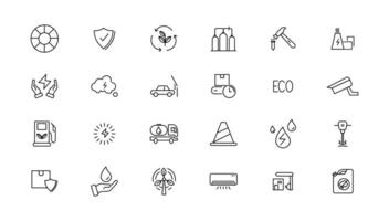 Industry and Environment icons. Thin line icons collection. illustration. vector