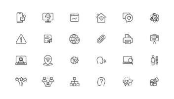 Information technology line icons collection. Big UI icon set in a flat design. Thin outline icons pack. illustration vector