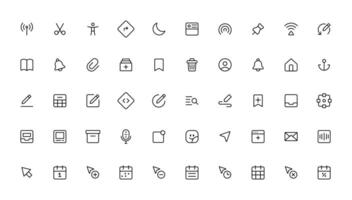 Ui ux icon set, user interface iconset collection. vector