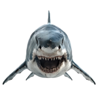 Megalodon front view on isolated transparent background png