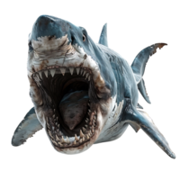 Megalodon front view on isolated transparent background png