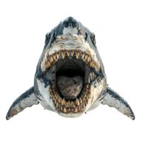 Megalodon front view on isolated transparent background png