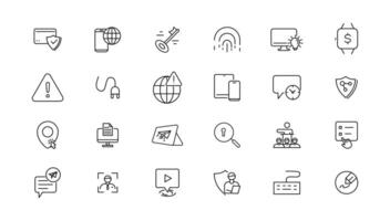 Information technology line icons collection. Big UI icon set in a flat design. Thin outline icons pack. illustration vector