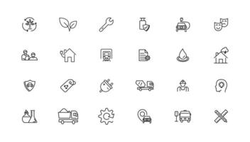 Industry and Environment icons. Thin line icons collection. illustration. vector