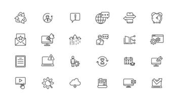 Information technology line icons collection. Big UI icon set in a flat design. Thin outline icons pack. illustration vector