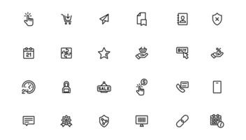 Digital Marketing web icons in line style. Social, networks, feedback, communication, marketing, ecommerce. vector