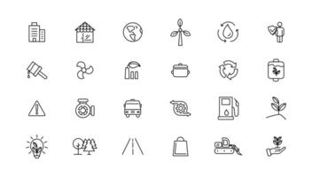 Industry and Environment icons. Thin line icons collection. illustration. vector