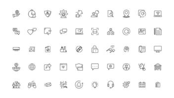 Information technology line icons collection. Big UI icon set in a flat design. Thin outline icons pack. illustration vector