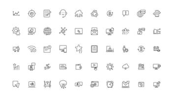 Information technology line icons collection. Big UI icon set in a flat design. Thin outline icons pack. illustration vector