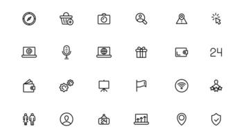 Digital Marketing web icons in line style. Social, networks, feedback, communication, marketing, ecommerce. vector