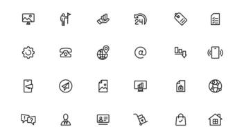 Digital Marketing web icons in line style. Social, networks, feedback, communication, marketing, ecommerce. vector