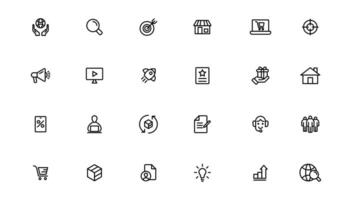 Digital Marketing web icons in line style. Social, networks, feedback, communication, marketing, ecommerce. vector