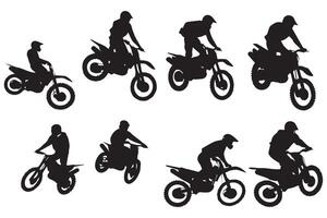 set of Silhouette Biker rider lifts the front wheel free design vector