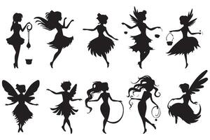 Fairy silhouette illustration set pro design vector