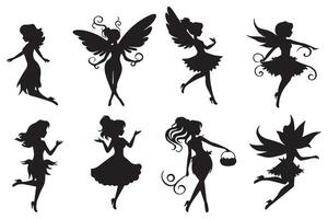 Fairy silhouette illustration set pro design vector