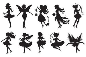 Fairy Silhouette illustration bundile pro design vector