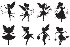 Fairy Silhouette illustration bundile pro design vector