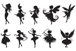 silhouettes Magical fairies in the cartoon style vector