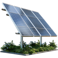 Solar panel on a pole on isolated transparent background png