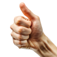 Hand thumbs up on isolated transparent background png