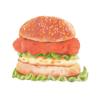 mignonne aquarelle Hamburger clipart - Télécharger délicieux Burger art png