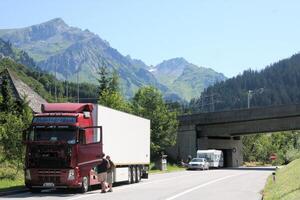 A view of the Austrian Mountains in the summer photo