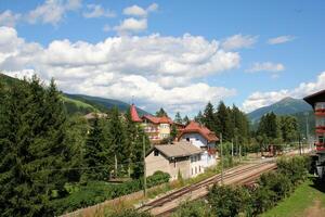 A view of the Austrian Mountains in the summer photo