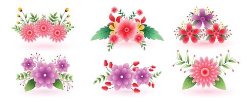 set of natural blossom flower background for wedding or anniversary decoration vector