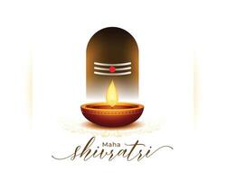 tradicional maha shivratri saludo antecedentes con brillante diya vector