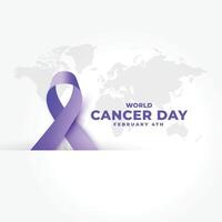 púrpura realista cinta para mundo cáncer día diseño vector