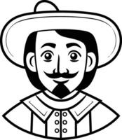 mexicano hombre vistiendo mexicano sombrero avatar personaje ilustración diseño vector