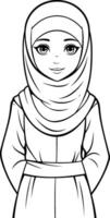 Muslim woman in hijab of a Muslim woman in traditional clothes. vector