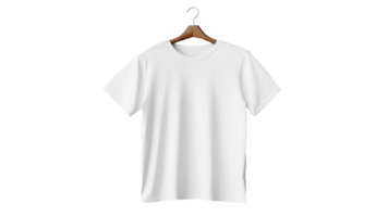 Isolated white t-shirt hanging on hanger. White t shirt on transparent background png