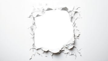 Torn paper with transparent hole. White crumpled paper with transparent hole png