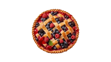 Pie with berries top view. Isolated tasty pie with berry on transparent background png