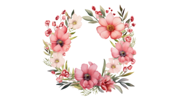 Flower wreath cut out. Wreath with flowers watercolor style on transparent background png