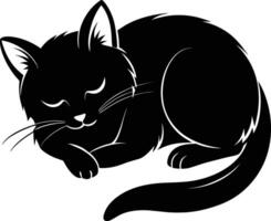 Silent serenity a graceful silhouette of a sleeping cat vector