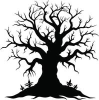 A haunting silhouette of a spooky tree vector