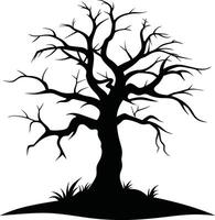 A black and white silhouette of a dead tree vector