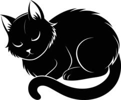 Silent serenity a graceful silhouette of a sleeping cat vector