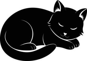 Silent serenity a graceful silhouette of a sleeping cat vector